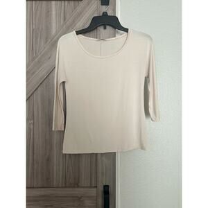 Max Mara cream 3/4 sleeve t-shirt top small